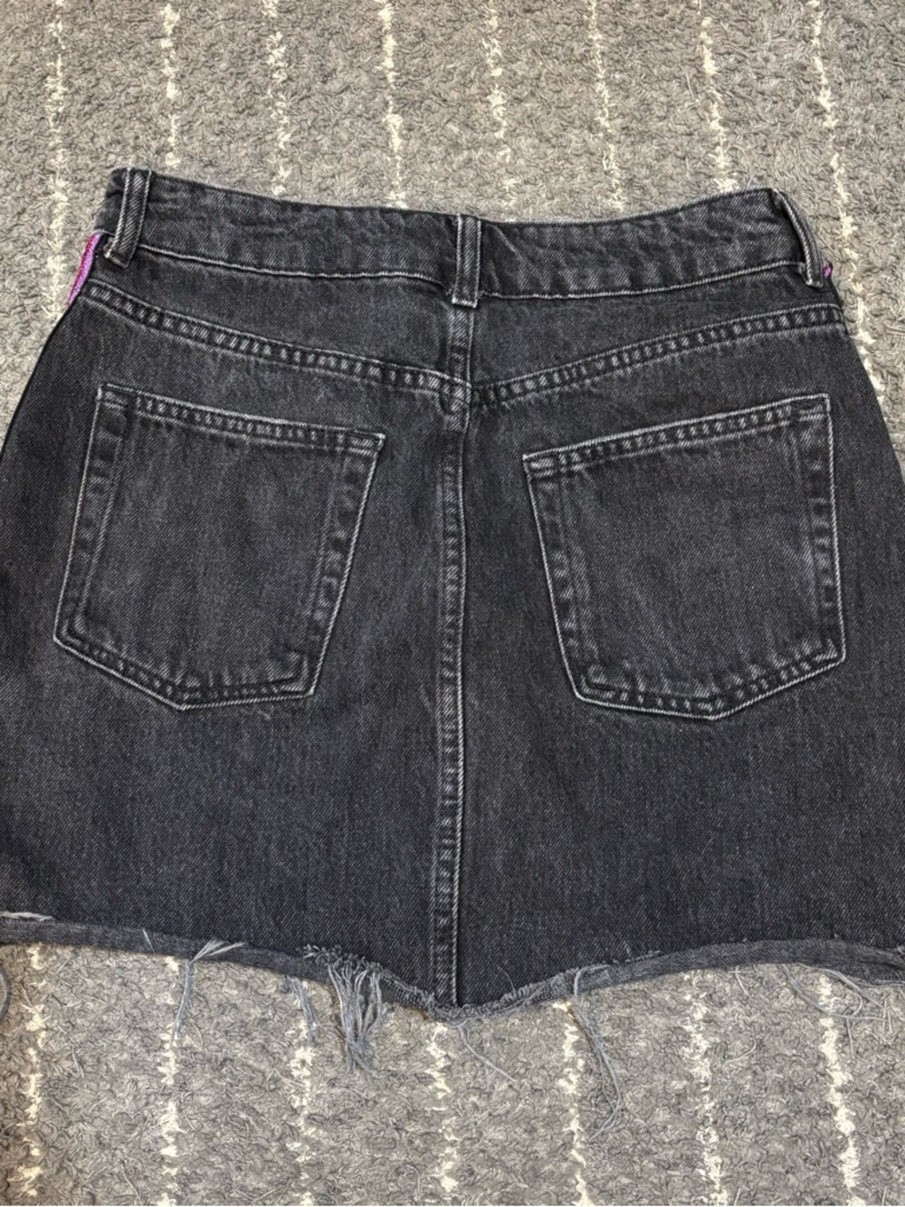 Topshop MOTO, Denim Mini Skirt Rainbow Glitter Stripe, Distressed  Jean, Size 6 - Picture 10 of 10